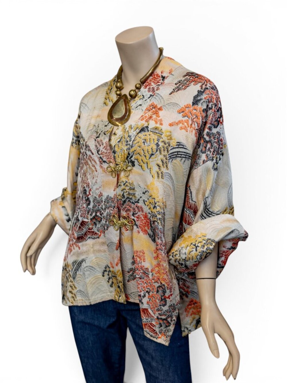 Vintage Silk Brocade Haori Jacket * Modern L–XL